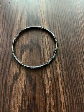 Thin Silver Tone Enamel Bangle Bracelet